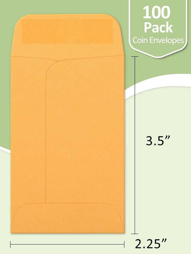 Eupako #1 Coin Envelopes 100 PCS 2.25x 3.5" Brown Small Parts Envelope with Gummed Flap Kraft Seed Envelopes for Garden, Home and Office - Image 2